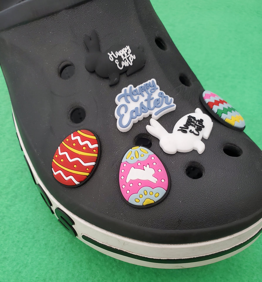 6pc Happy Easter Bunny Croc Shoe Charms