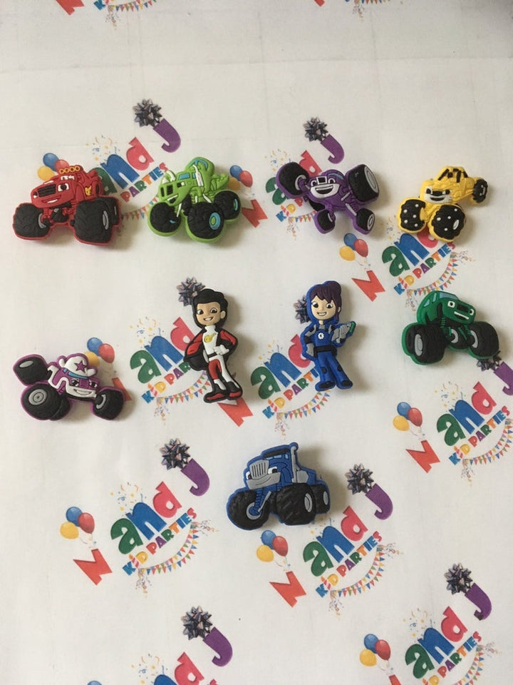 Monster Trucks characters Charms only or Inspired Bracelets with one Charm 9pc Set Machines Birthday Party Favor