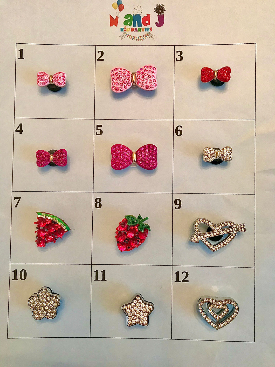 Bling Croc Charms Bows, Bling Fruit and Shapes Shoe Charms