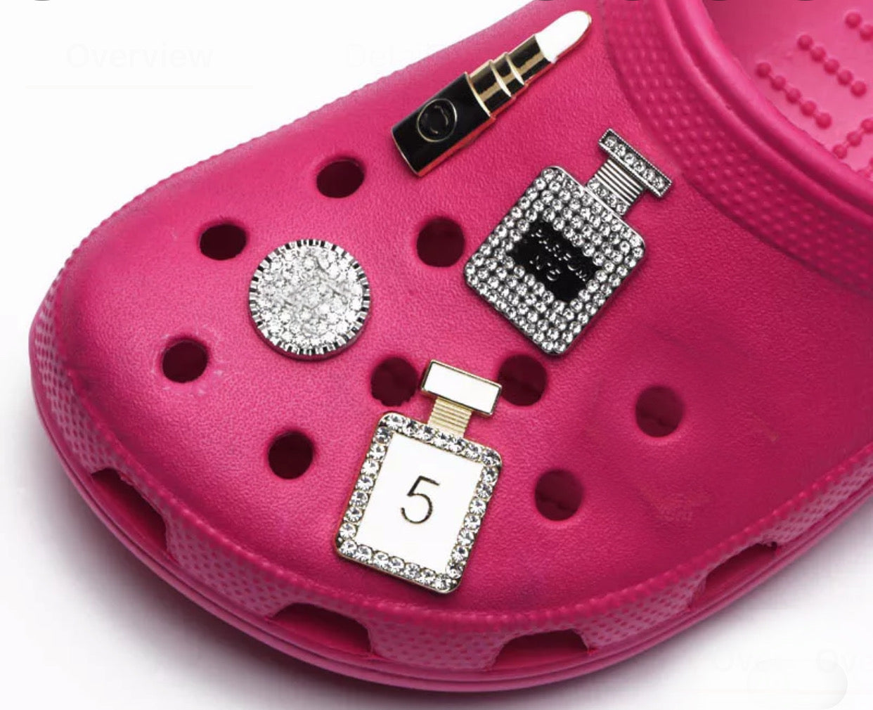 5pcs Perfume Croc Charms Lipstick Lips Bling Gems Shoe Charms Metal Gems  Pins Fit Women Croc Girls Gift